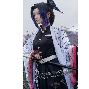 Demon Slayer Kimetsu no Yaiba Kochou Shinobu Cosplay Kimono Halloween Costume US